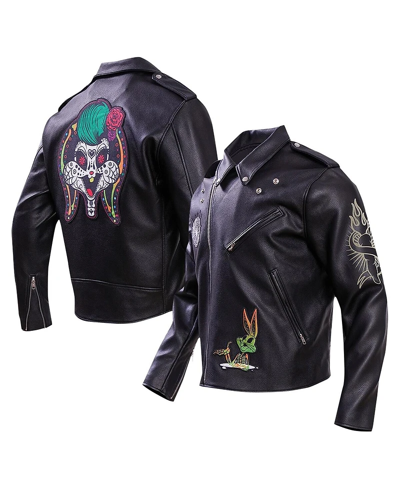Freeze Max Men's Black Looney Tunes Lola Bunny Biker Full-Zip Jacket