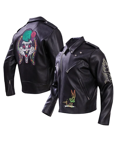 Freeze Max Men's Black Looney Tunes Lola Bunny Biker Full-Zip Jacket