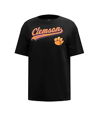Pro Standard Women's Black Clemson Tigers Script Tail Oversized Boyfriend T-Shirt