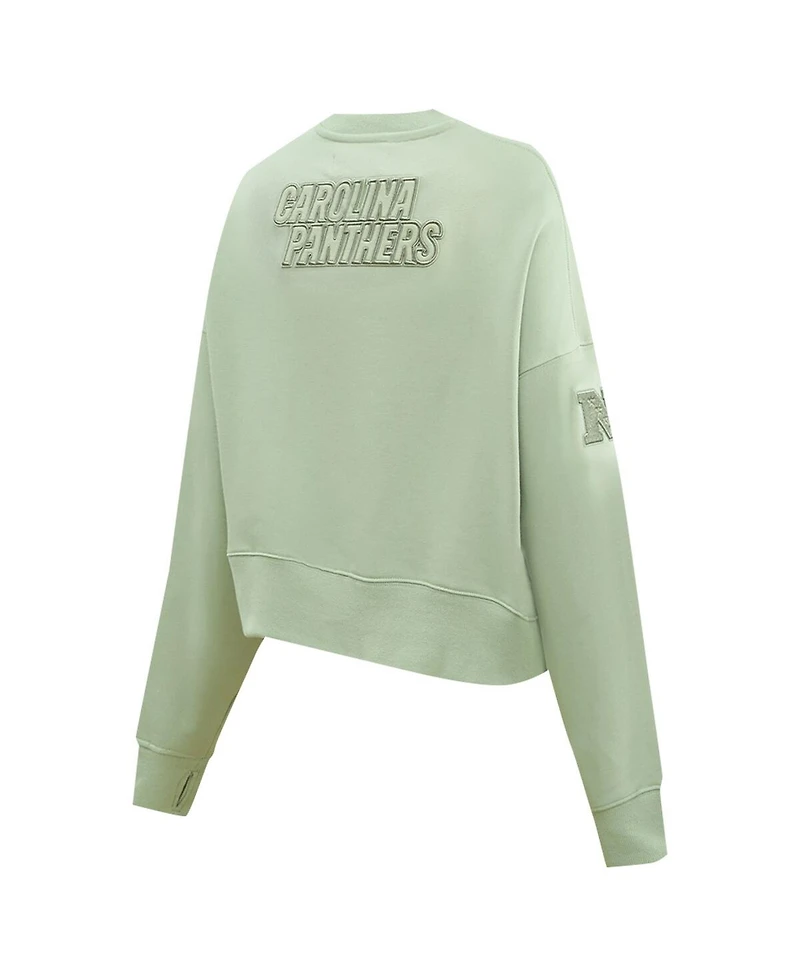 Pro Standard Women's Light Green Carolina Panthers Oversized Cropped Neutral Pullover Sweatshirt