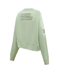 Pro Standard Women's Light Green Carolina Panthers Oversized Cropped Neutral Pullover Sweatshirt