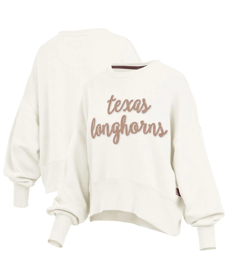 Pressbox Women's Cream Texas Longhorns Chelsea Oversized Pullover Sweatshirt