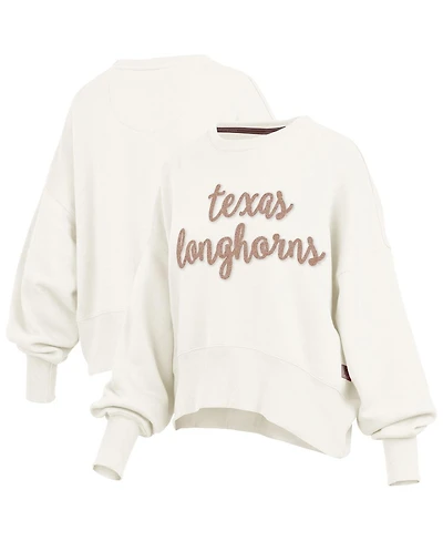 Pressbox Women's Cream Texas Longhorns Chelsea Oversized Pullover Sweatshirt