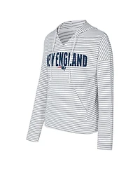 Concepts Sport Women's White/Gray New England Patriots Liftoff Striped Notch Neck Pullover Hoodie