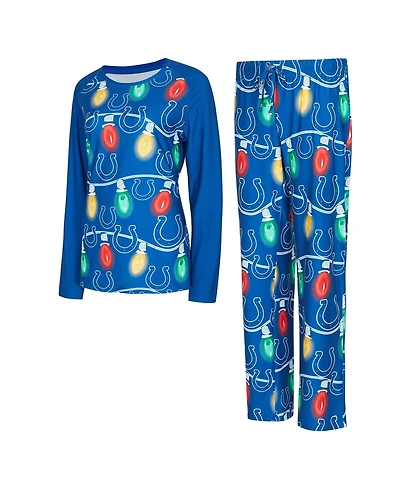 Concepts Sport Women's Indianapolis Colts Garland Knit Raglan Long Sleeve Top and Pants Set
