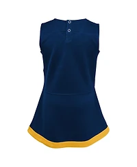 Outerstuff Big Girls Navy West Virginia Mountaineers Cheer Captain Jumper Dress