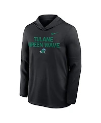 Nike Men's Black Tulane Green Wave Sideline Dri-fit Lightweight Hooded Sweatshirt