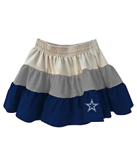 Wes & Willy Girls Toddler 3-Piece Silver/Navy Dallas Cowboys Sleeveless Full-Zip Hoodie and Three Tier Skirt Set