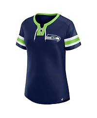 Fanatics Women's College Navy Seattle Seahawks Lace-Up Bling T-Shirt