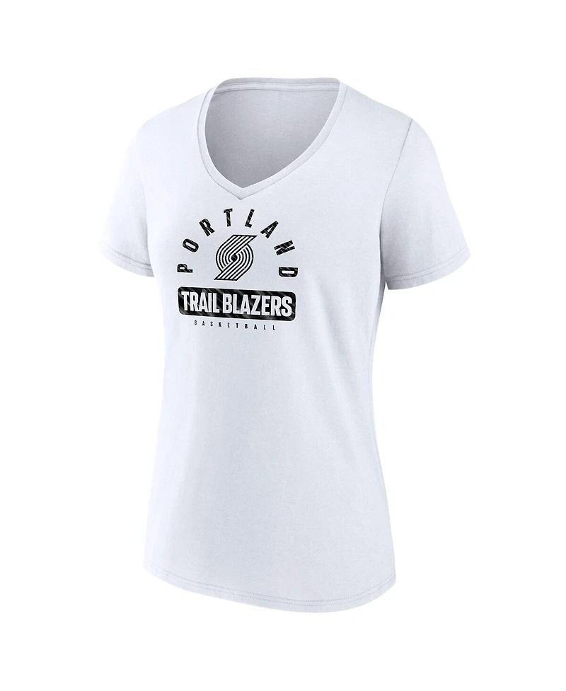 Fanatics Women's White Portland Trail Blazers Bench Warmer V-Neck T-Shirt