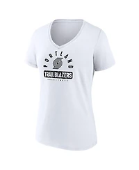 Fanatics Women's White Portland Trail Blazers Bench Warmer V-Neck T-Shirt