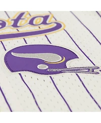Mitchell & Ness Men's Randy Moss Cream Minnesota Vikings Name Number Mesh Button-Up Baseball Jersey