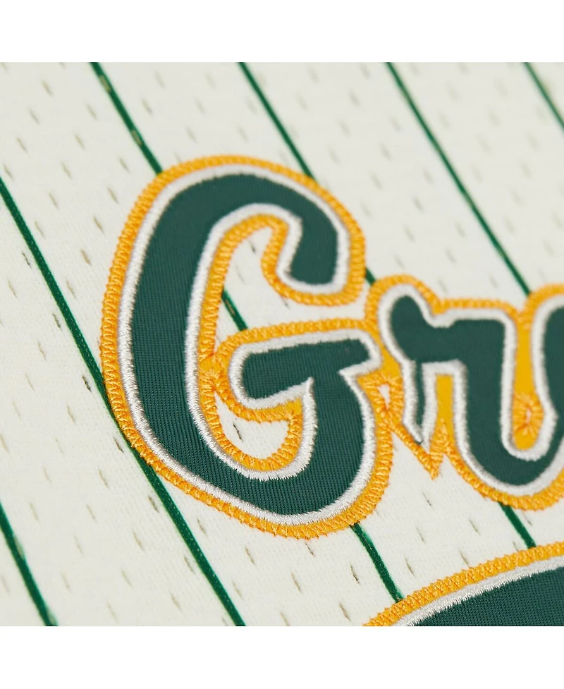 Mitchell & Ness Men's Reggie White Cream Green Bay Packers Name Number Mesh Button-Up Baseball Jersey