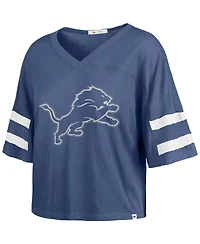 '47 Brand Women's Blue Detroit Lions Premier Scout Cropped V-Neck T-Shirt