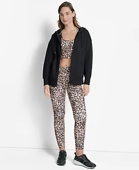 Dkny Women's Woven Patch Oversized Full Zip Jacket Hoodie