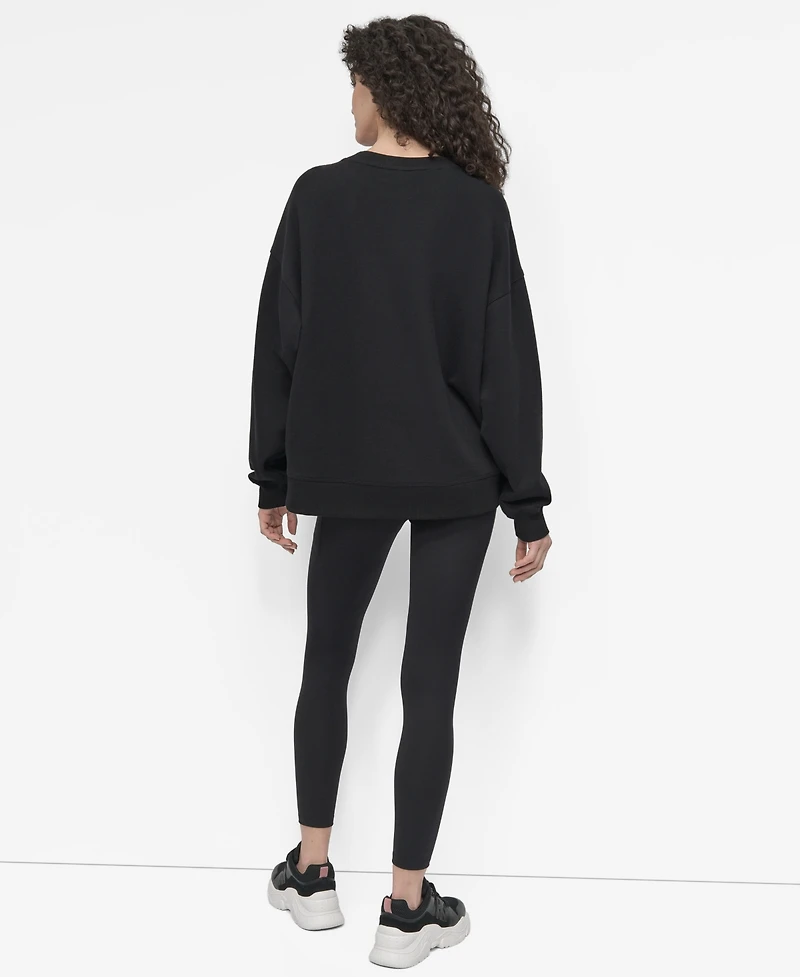Dkny Women's Stacked Flock Logo Crew Neck Top