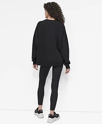 Dkny Women's Stacked Flock Logo Crew Neck Top