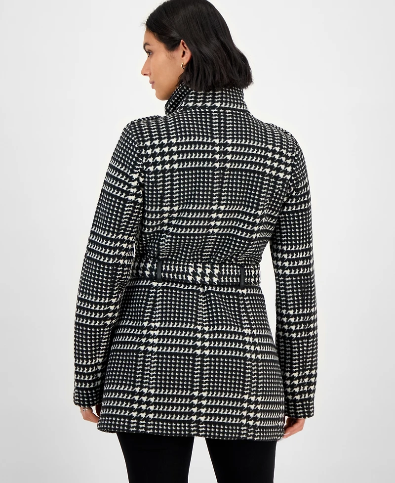 Bcx Juniors' Plaid Micro-Fleece Belted Jacket