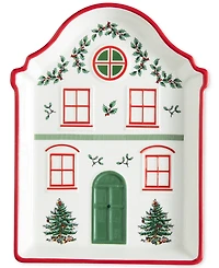 Spode Christmas Tree Village Tidbit Tray, Red