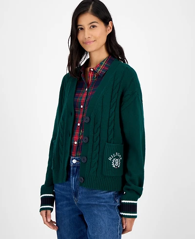Tommy Hilfiger Women's Cable-Knit Varsity Cardigan