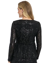 Muse Women's Long Sleeve Faux Twist Wrap Top