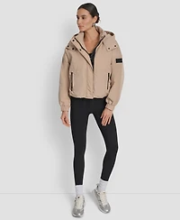 Dkny Women's Hooded Sewn-In Diamond Quilted Lining Oversize Jacket