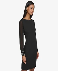 Karl Lagerfeld Paris Women's Illusion-Sleeve Beaded-Cuff Dress
