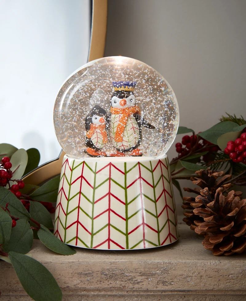 Spode Kit Kemp Christmas Skating Penguin Snow Globe