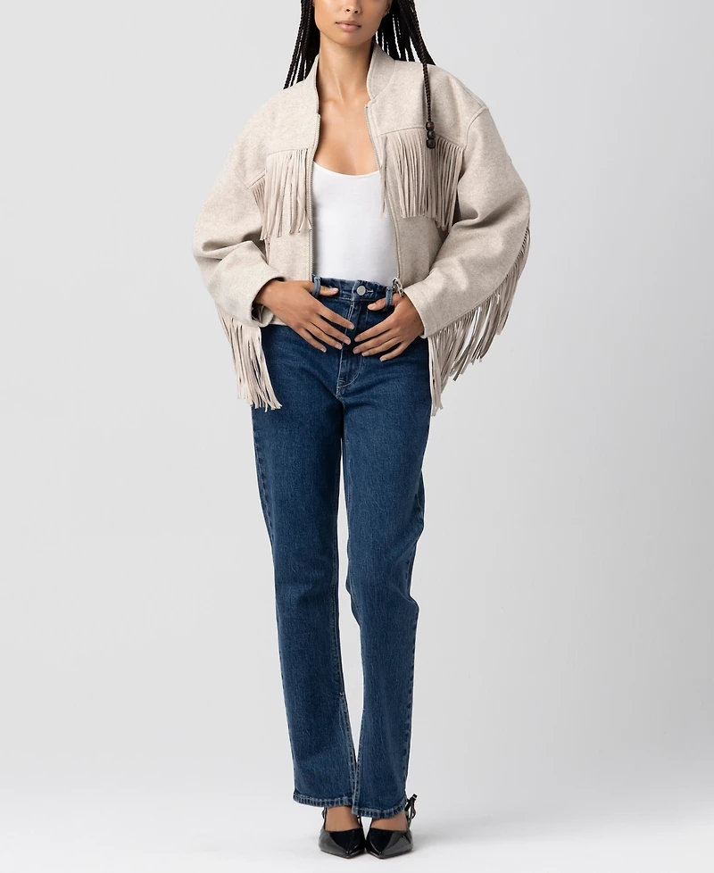 Blank Nyc Women's Fringe Bomber Jacket
