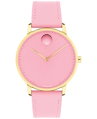Movado Unisex Face Swiss Quartz Pink Leather Watch, 39mm