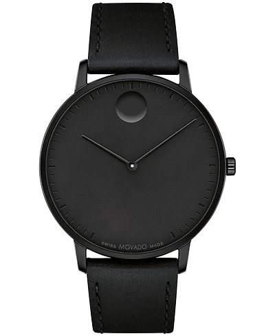 Movado Unisex Face Swiss Quartz Leather Watch