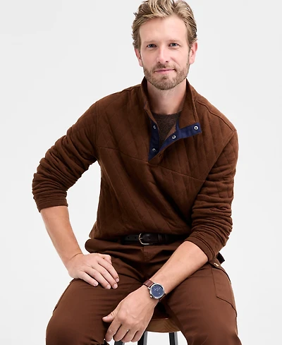 Club Room Men's Quilted Snap Mock Neck Sweater, Macy's Exclusive