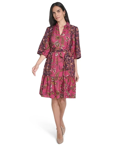 Jessica Howard Women's Short Shirt Tiered Skirt Dress