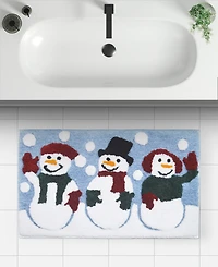 Holly Bells Snowman Trio Bath Rug, 20" x 32"