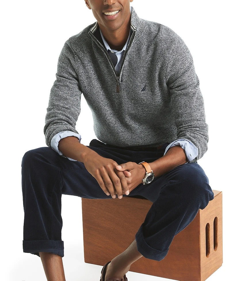 Nautica Men's Ribbed Collar Sweater