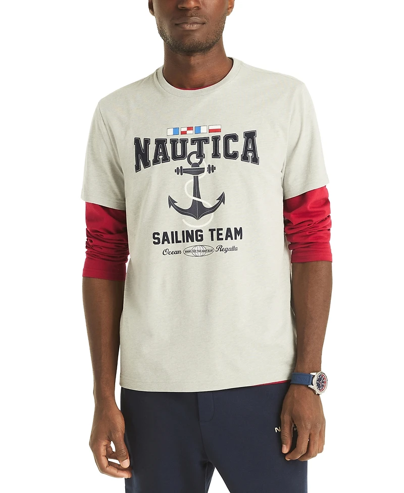 Nautica Men's Graphic Print Long Sleeve T-Shirt