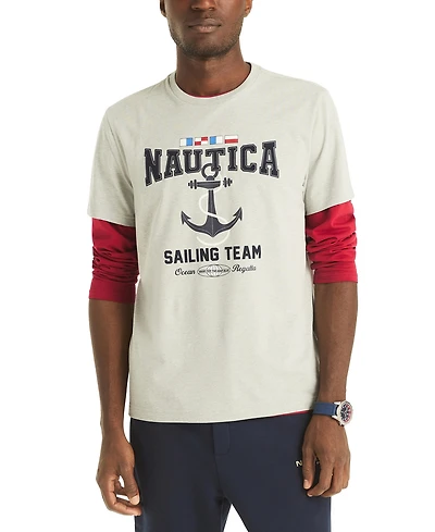 Nautica Men's Graphic Print Long Sleeve T-Shirt