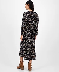 Style & Co Women's Printed Long Sleeve Tiered Dress, Macy's Exclusive
