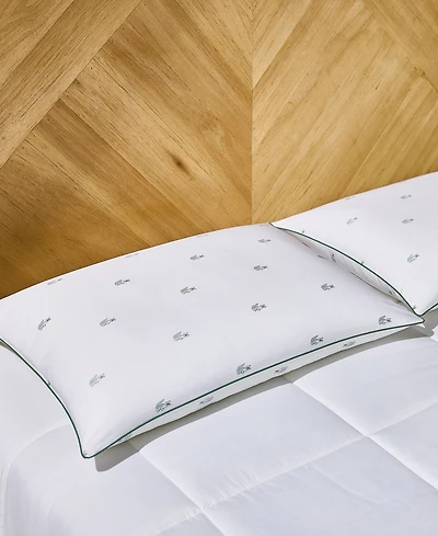 Lacoste Home Allover Crocs Cotton Firm Density Pillow, Standard/Queen