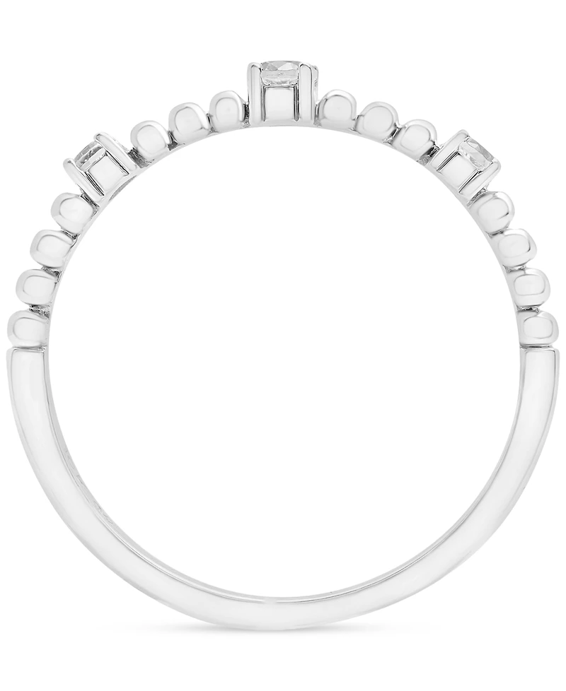 Diamond Beaded Narrow Stack Band (1/10 ct. t.w.) 10k Gold or White Gold, Created for Macy's