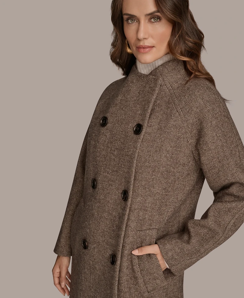 Donna Karan New York Women's Buttoned Maxi Wool-Blend Coat