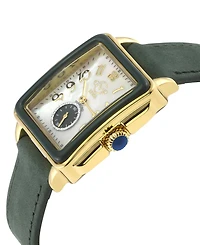 GV2 by Gevril Women's Bari Diva Iron Green Leather Strap Watch, 34mm