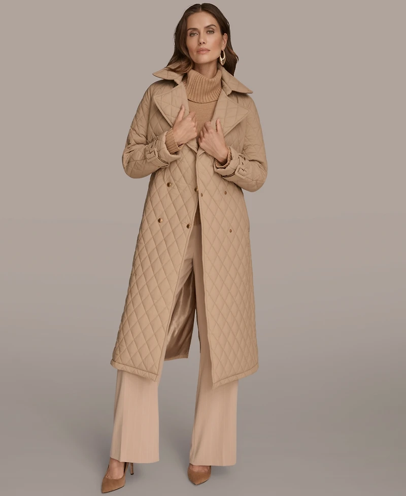 Donna Karan New York Women's Belted Maxi Quilted Coat