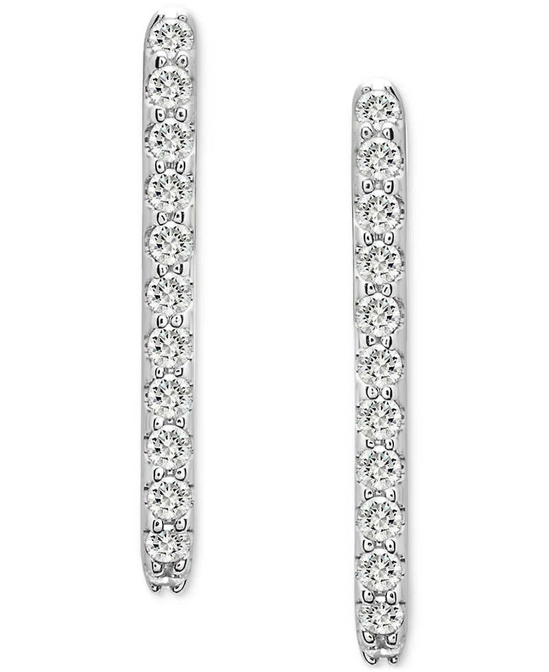 Wrapped Diamond Rectangular Small Hoop Earrings (1/6 ct. t.w.) in 14k White Gold, Macy's Exclusive