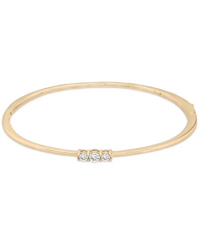 Wrapped Diamond Three Stone Bangle Bracelet (1/4 ct. t.w.) in 10k Gold, Macy's Exclusive