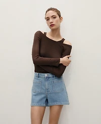 Mango Women's Pockets High-Waisted Denim Shorts