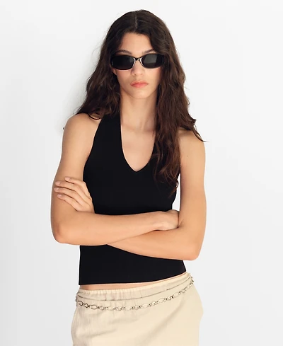 Mango Women's Ribbed Halter-Neck Top