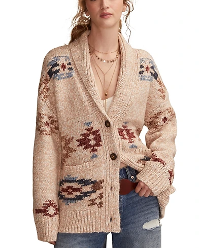 Lucky Brand Women's Santa Fe Horse V-Neck Cardigan
