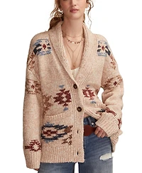 Lucky Brand Women's Santa Fe Horse V-Neck Cardigan