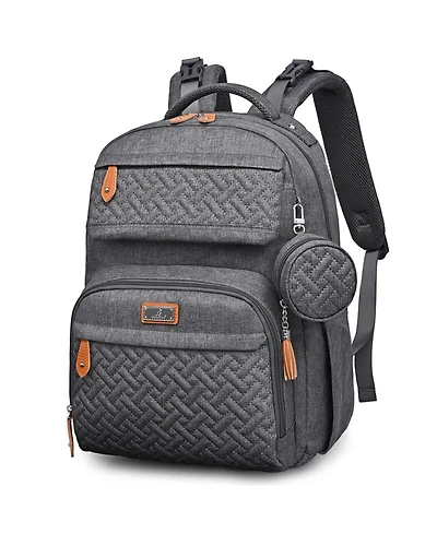 BabbleRoo Kids Diaper Bag Backpack Versatile Travel Mummy with Changing Pad & Accessories, Light Gray
